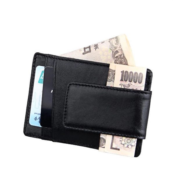 Novčanik za kartice i novac sa štipaljkom – crni